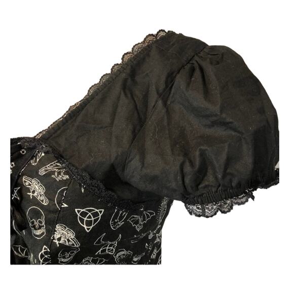 Hot Topic Gothic Corset Lace front, Zipper skull spiders bat Pattern Top size XL - Picture 10 of 12